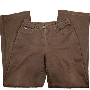 St. John Sport‎ Womens 6 Pants Vintage Brown Denim High Rise Wide Leg Excellent